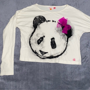 Little Miss Matched panda top long sleeve cropped tee‎ girls large